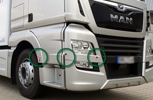 Junger Fuhrpark mit Assistenzsystemen Foto: LKW mit Sicherheitssystemen